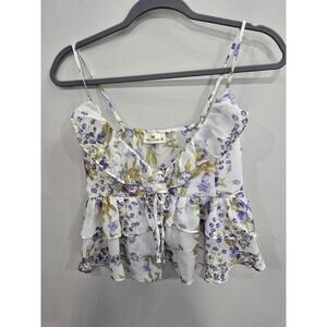 Urban Daizy Women's Size Small 2-Pc Purple/White Floral Flutter Cami/Skort Set